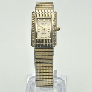 Vintage Adolfo Petite Gold tone and Crystals Ladies Watch Working